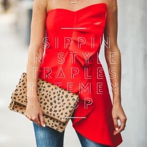 Strapless Statement Top In Red